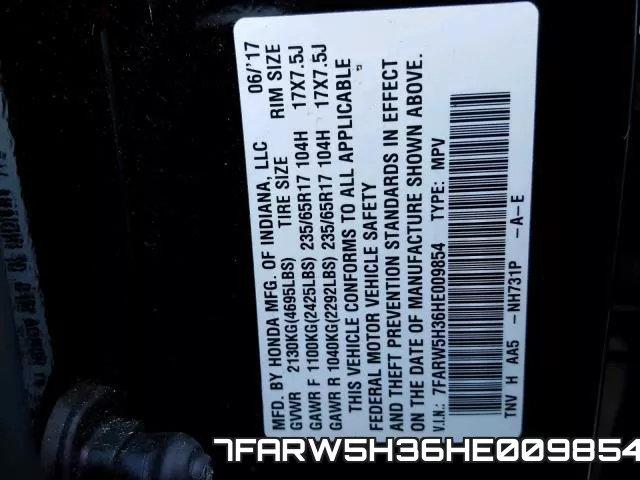 7FARW5H36HE009854 фото 2