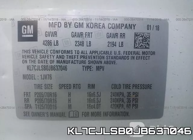 KL7CJLSB0JB637046 фото 10