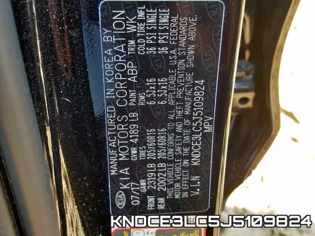 KNDCE3LC5J5109824 фото 2
