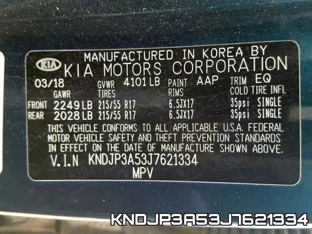 KNDJP3A53J7621334 фото 2