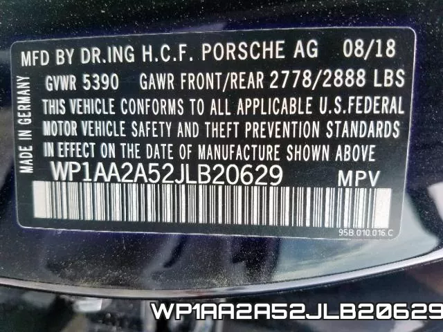 WP1AA2A52JLB20629 фото 2