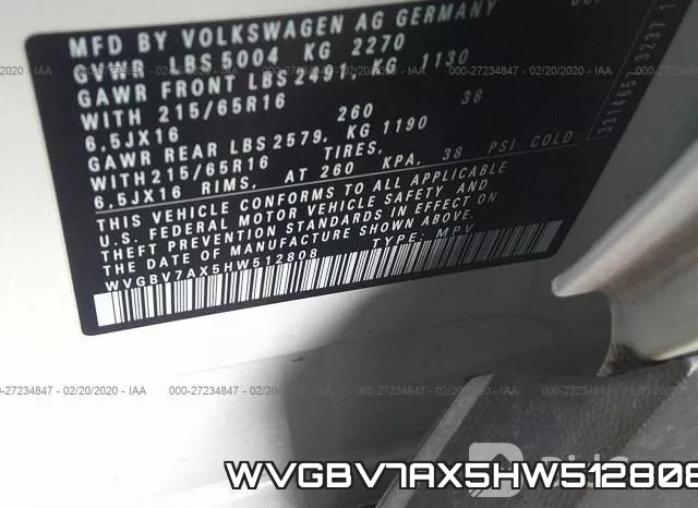 WVGBV7AX5HW512808 фото 10