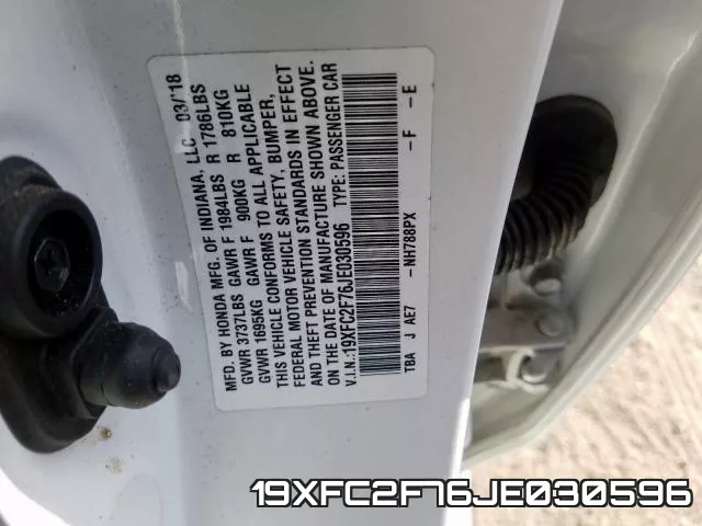 19XFC2F76JE030596 фото 2