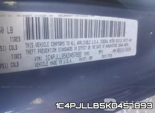 1C4PJLLB5KD457893 фото 10