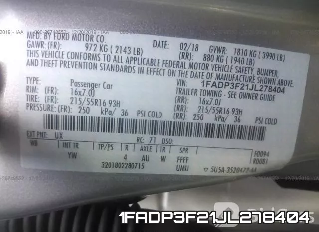 1FADP3F21JL278404 фото 10