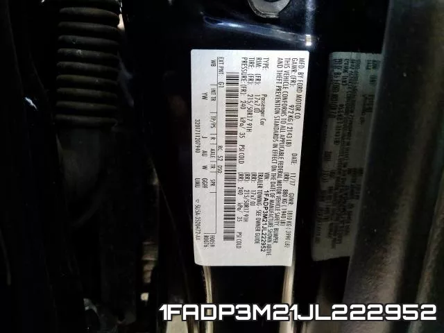 1FADP3M21JL222952 фото 2