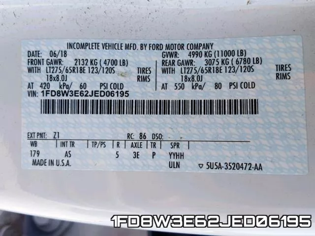 1FD8W3E62JED06195 фото 2