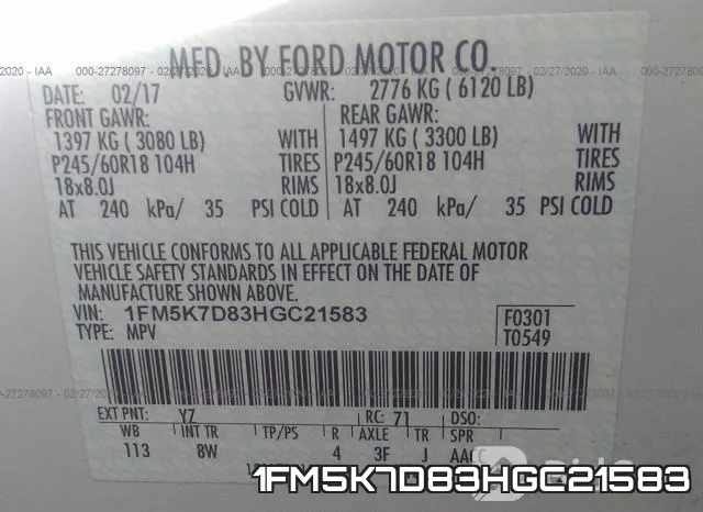 1FM5K7D83HGC21583 фото 10