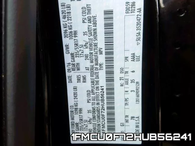 1FMCU0F72HUB56241 фото 2
