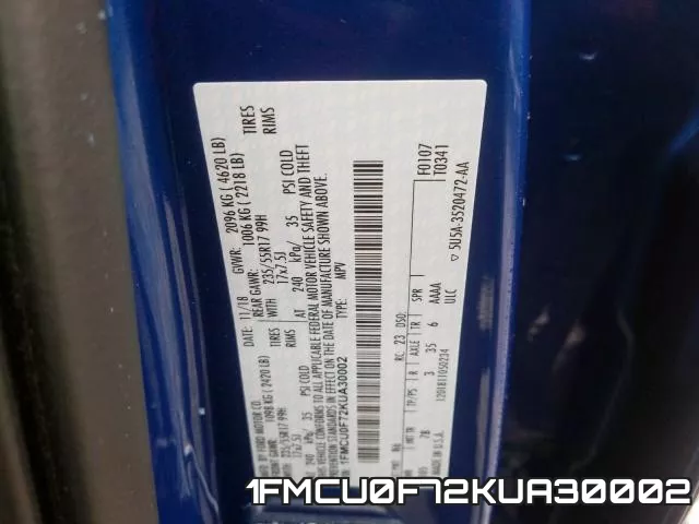 1FMCU0F72KUA30002 фото 2
