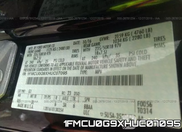 1FMCU0G9XHUC07095 фото 10