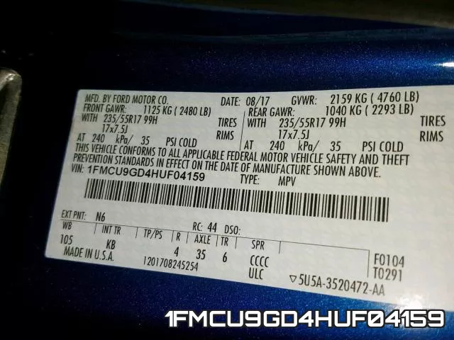 1FMCU9GD4HUF04159 фото 2