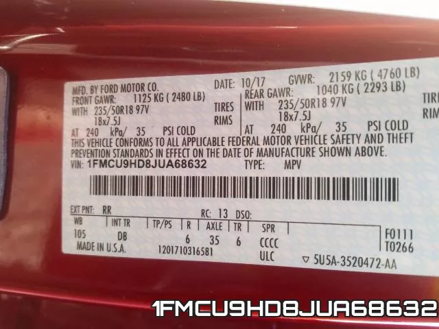 1FMCU9HD8JUA68632 фото 2