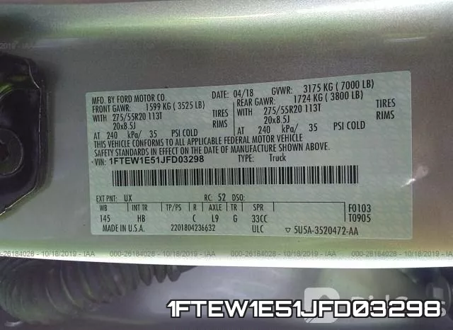 1FTEW1E51JFD03298 фото 10