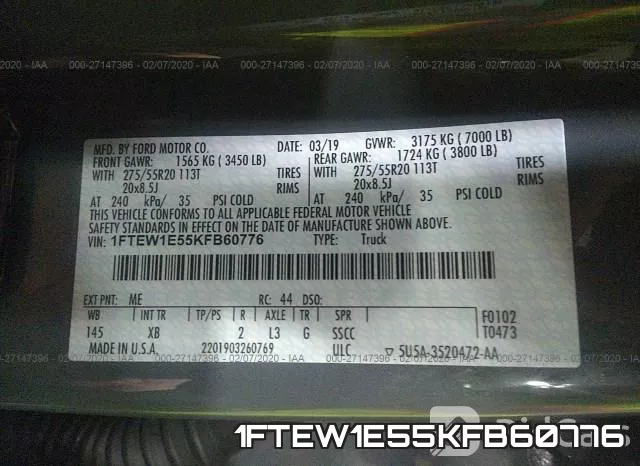 1FTEW1E55KFB60776 фото 10