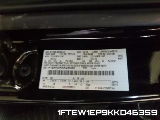 1FTEW1EP9KKD46359 фото 2