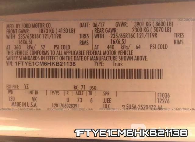 1FTYE1CM6HKB21138 фото 10