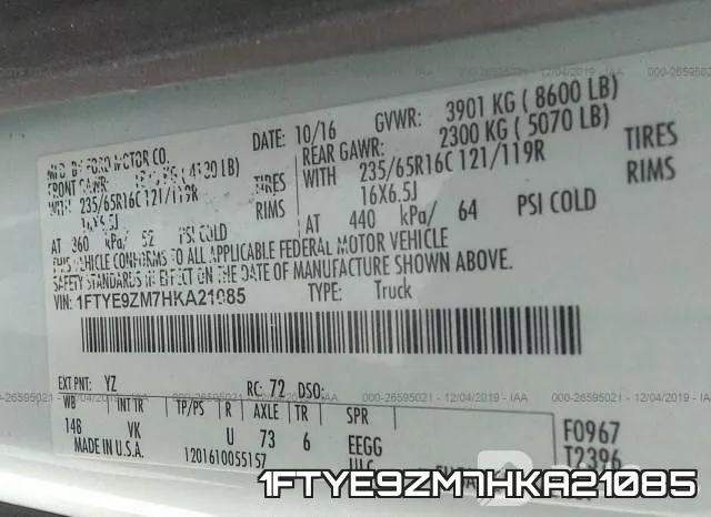 1FTYE9ZM7HKA21085 фото 10