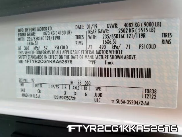 1FTYR2CG1KKA52676 фото 2