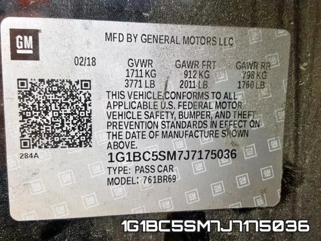 1G1BC5SM7J7175036 фото 2