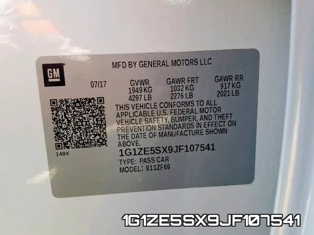 1G1ZE5SX9JF107541 фото 2
