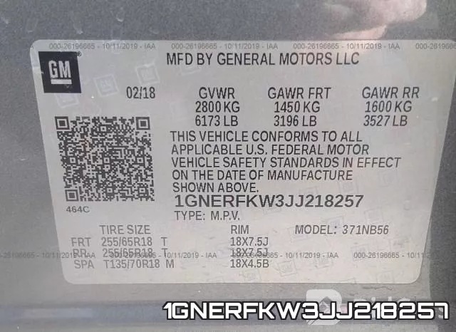 1GNERFKW3JJ218257 фото 10
