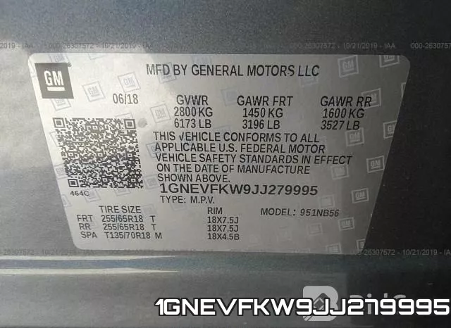 1GNEVFKW9JJ279995 фото 10