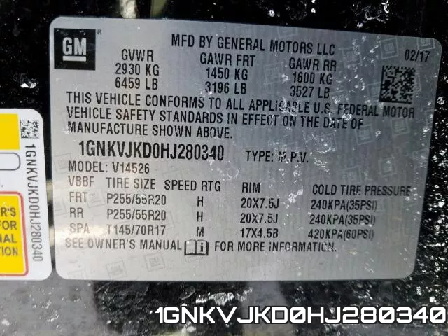 1GNKVJKD0HJ280340 фото 2