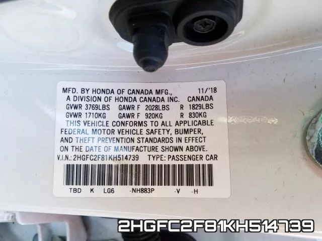 2HGFC2F81KH514739 фото 2