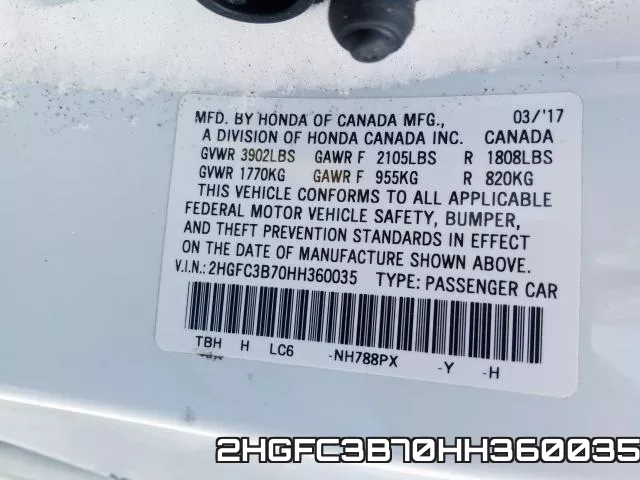 2HGFC3B70HH360035 фото 2