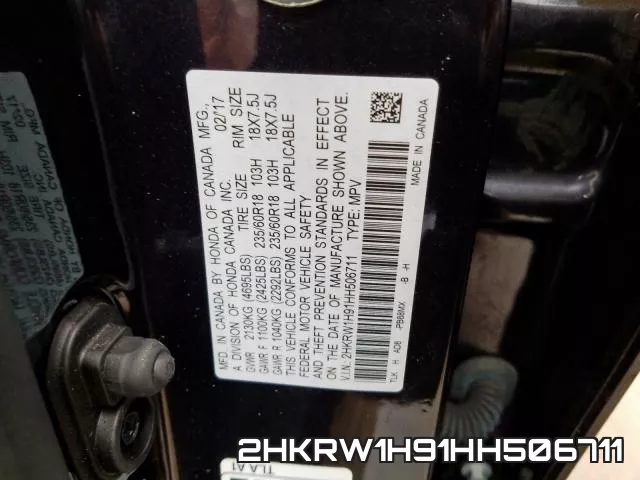 2HKRW1H91HH506711 фото 2