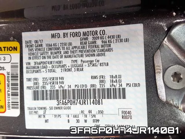 3FA6P0H74JR114081 фото 2