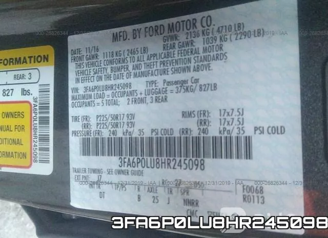 3FA6P0LU8HR245098 фото 10