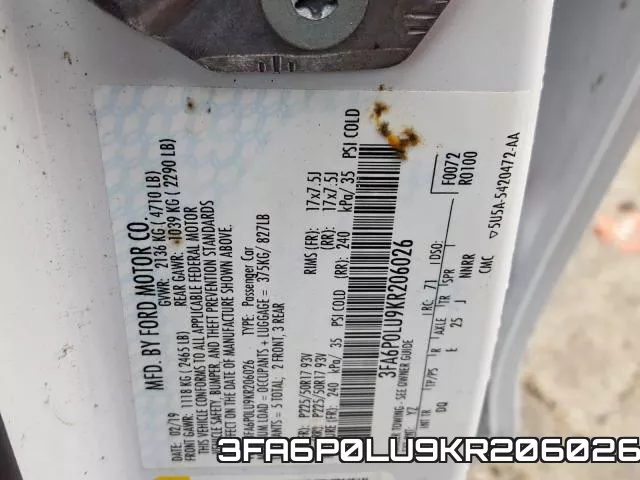 3FA6P0LU9KR206026 фото 2