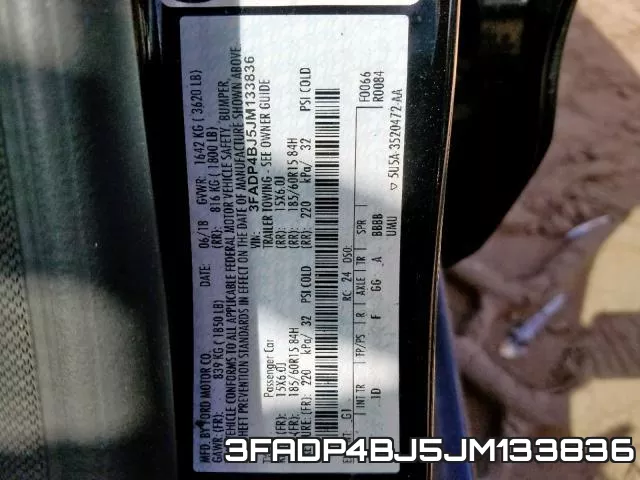 3FADP4BJ5JM133836 фото 2