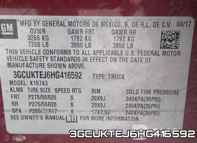 3GCUKTEJ6HG416592 фото 10