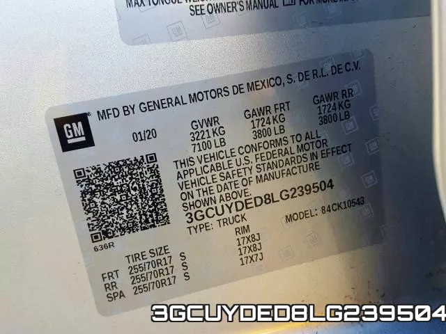 3GCUYDED8LG239504 фото 2