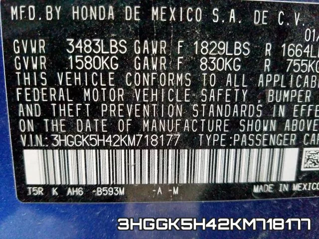 3HGGK5H42KM718177 фото 2