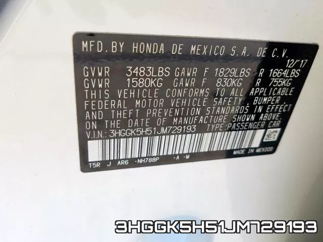 3HGGK5H51JM729193 фото 2