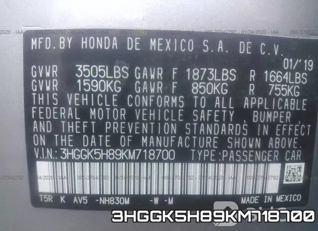 3HGGK5H89KM718700 фото 10