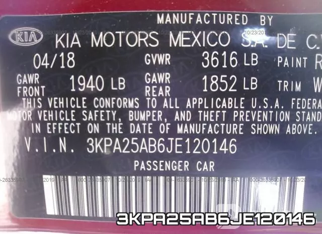3KPA25AB6JE120146 фото 10