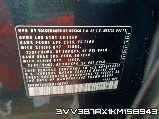 3VV3B7AX1KM158943 фото 2