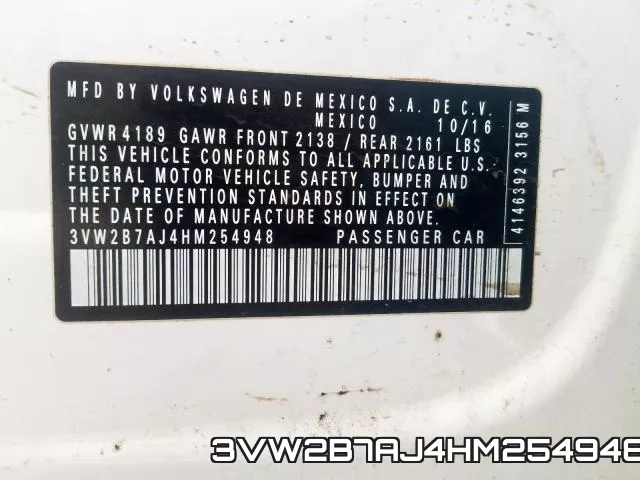 3VW2B7AJ4HM254948 фото 2