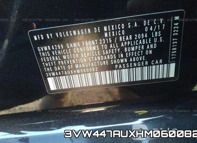 3VW447AUXHM060082 фото 10