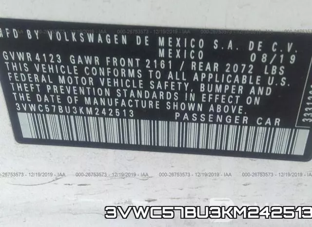 3VWC57BU3KM242513 фото 10