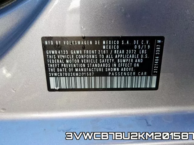 3VWCB7BU2KM201587 фото 2