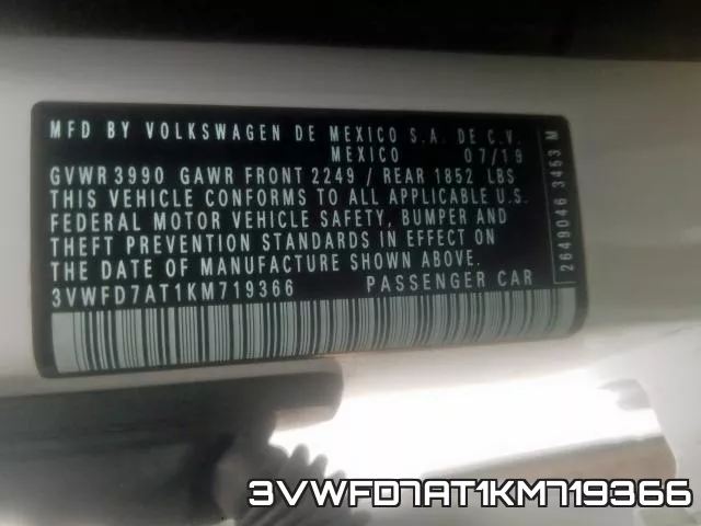 3VWFD7AT1KM719366 фото 2