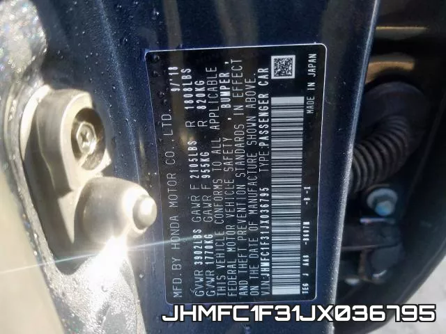 JHMFC1F31JX036795 фото 2