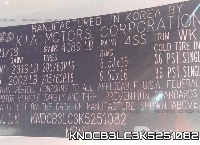 KNDCB3LC3K5251082 фото 10