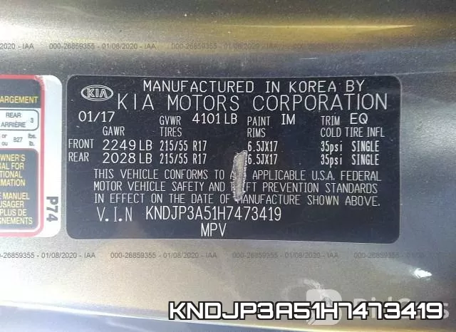 KNDJP3A51H7473419 фото 10